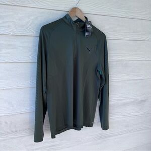 PUMA Military Green Quarter Zip Pullover - Men’s Large DryCELL Raglan Sleeve